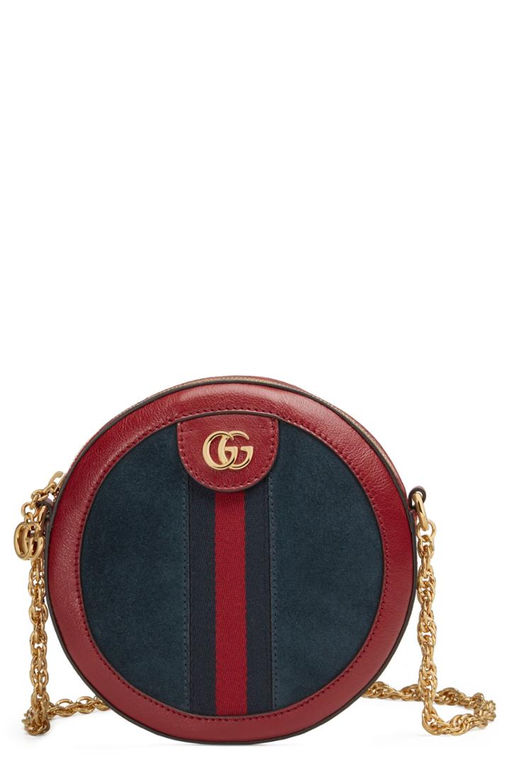 Gucci Ophidia Small Suede & Leather Circle Crossbody Bag - Blue