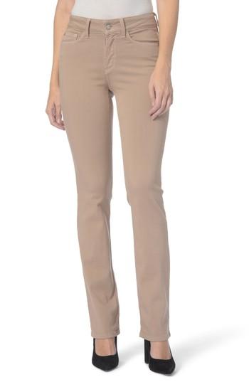 Petite Women's Nydj Marilyn Stretch Twill Straight Leg Pants P - Beige