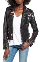 Women's Blanknyc Embroidered Faux Leather Moto Jacket