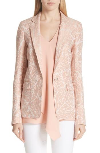 Women's Lafayette 148 New York Lyndon Linen Jacquard Jacket - Coral