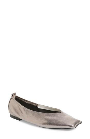 Women's Jeffrey Campbell Samoa Blunted Toe Skimmer Flat M - Metallic