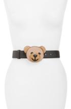 Women's Moschino Editorial Logo Faux Leather Belt
