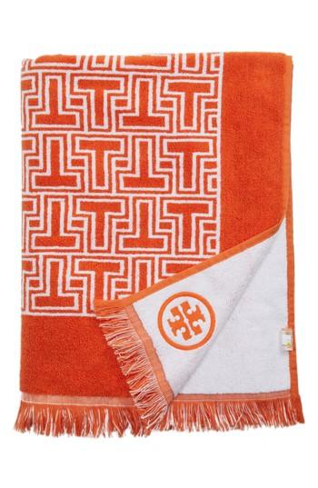 Women's Tory Burch T-tiles Beach Towel, Size - Orange