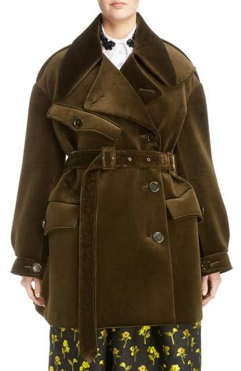 Women's Simone Rocha Belted Velvet Biker Jacket Us / 8 Uk - Green