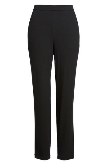 Petite Women's Eileen Fisher Crop Stretch Knit Pants P - Black