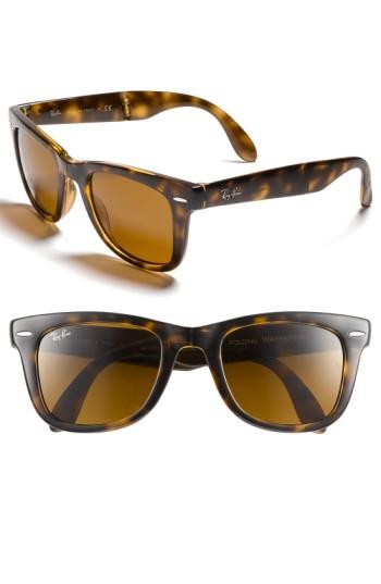 Women's Ray-ban Standard 50mm Folding Wayfarer Sunglasses - Brown Flash