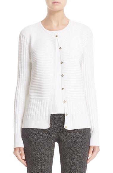 Women's St. John Collection Ottoman Pointelle Knit Cardigan