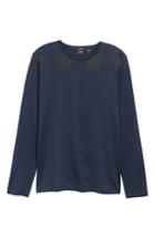 Men's Boss Tenison Slim Fit Ombre Check Long Sleeve T-shirt - Blue