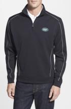 Men's Cutter & Buck 'new York Jets - Edge' Drytec Moisture Wicking Half Zip Pullover - Black