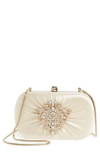 Badgley Mischka Diva Satin Clutch - Ivory