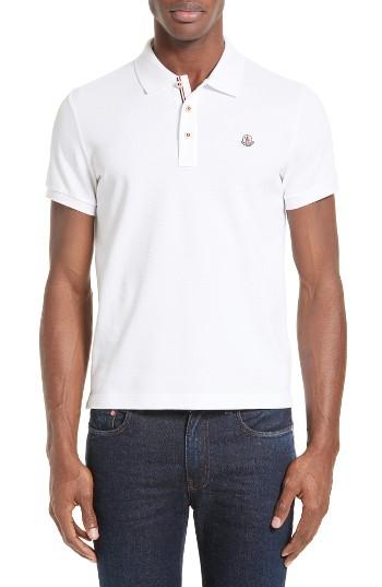Men's Moncler Stripe Placket Polo - White
