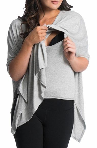 Women's Bun Maternity 'breezy' Maternity/nursing Poncho - Grey