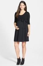 Women's Maternal America Scoop Neck Tie Front Maternity Dress - Black
