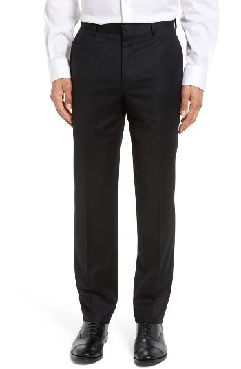 Men's Gi Capri Flat Front Solid Wool Trousers R - Black