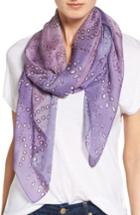 Women's Nordstrom Undone Eyelet Print Silk Scarf, Size - Purple