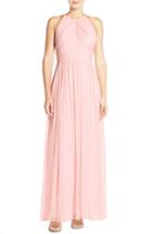 Women's Dessy Collection Ruched Chiffon Open Back Halter Gown - Pink