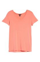 Petite Women's Halogen Modal Jersey V-neck Tee P - Coral