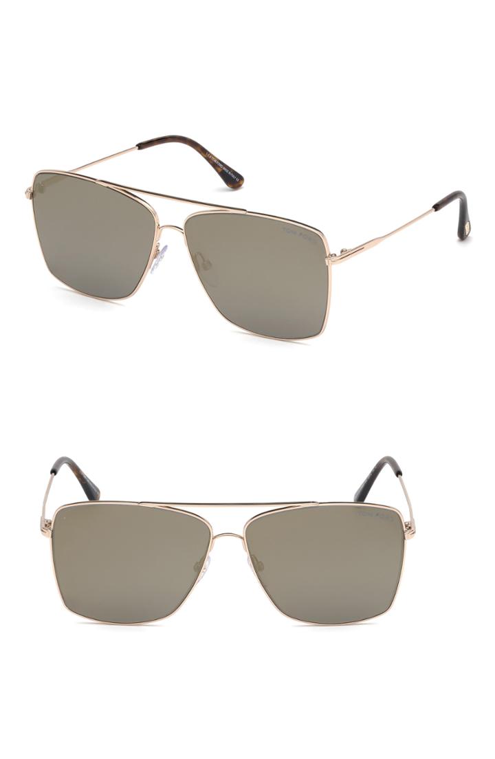 Men's Tom Ford Magnus 60mm Aviator Sunglasses - Gold/ Smoke