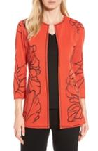 Women's Ming Wang Embroidered Knit Jacket - Red