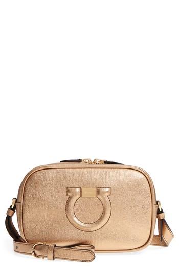 Salvatore Ferragamo Gancio Metallic Leather Camera Bag - Metallic
