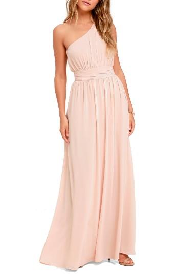 Women's Lulus One-shoulder Chiffon Gown