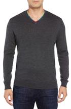 Men's Bugatchi V-neck Merino Wool Sweater - Black