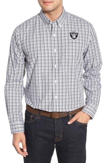 Men's Cutter & Buck Oakland Raiders - Gilman Regular Fit Plaid Sport Shirt - Black