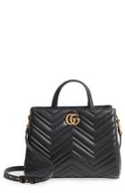 Gucci Gg Small Marmont 2.0 Matelasse Leather Top Handle Satchel - Black