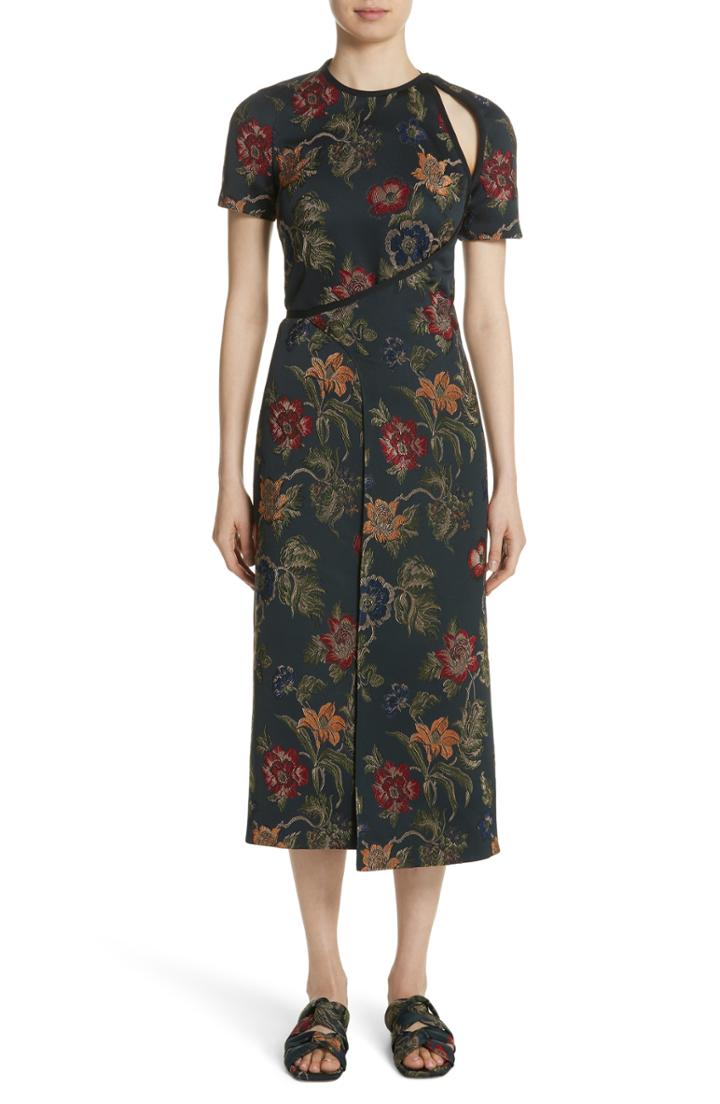 Women's Rosetta Getty Floral Satin Jacquard Dress