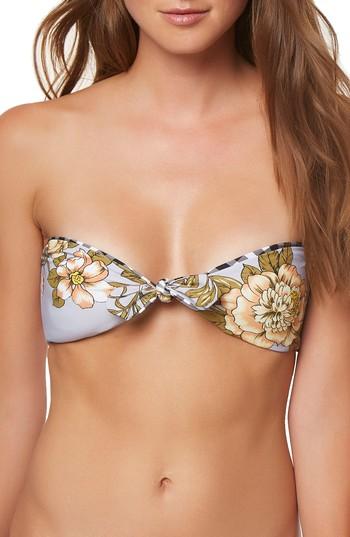 Women's O'neill Aloha Floral Revo Bandeau Bikini Top - Grey