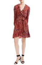 Women's Maje Rosetto Leopard Ruffle Wrap Dress - Red