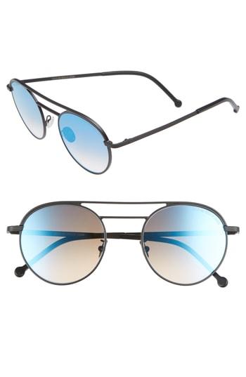 Men's Cutler And Gross 50mm Polarized Round Sunglasses - Matte Black/ Blue Flash