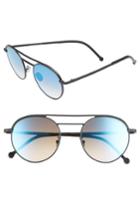 Men's Cutler And Gross 50mm Polarized Round Sunglasses - Matte Black/ Blue Flash