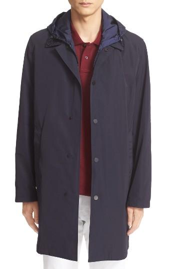 Men's Moncler Reynaud Hooded Bib Inset Raincoat