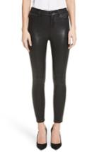 Women's Lagence Adelaide High Waist Crop Leather Jeans - Black