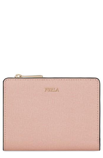 Women's Furla Small Babylon Saffiano Leather Zip Around Wallet - Pink