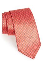 Men's Canali Geometric Floral Print Silk Tie, Size - Orange