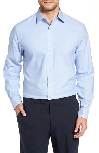 Men's Nordstrom Men's Shop Tech-smart Traditional Fit Stretch Solid Dress Shirt .534/35 - Blue