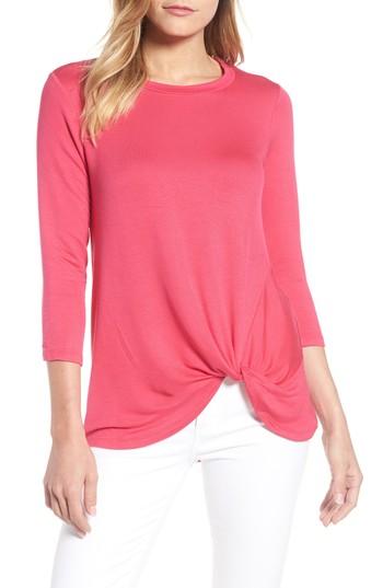 Women's Bobeau Lightweight Twist Hem Top, Size - Pink