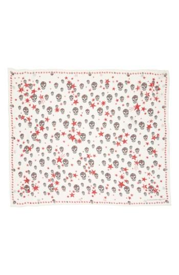 Women's Alexander Mcqueen Starlight Skull Silk Chiffon Scarf, Size - Ivory
