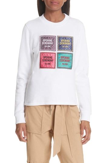 Women's Opening Ceremony Medallion Patchwork Sweatshirt - White