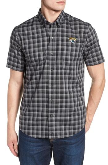 Men's Cutter & Buck Jacksonville Jaguars - Fremont Regular Fit Check Sport Shirt - Black