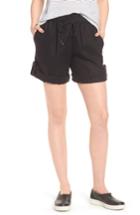 Women's Eileen Fisher Rolled Organic Linen Shorts, Size - Black