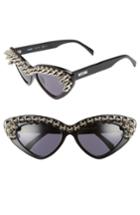 Women's Moschino 59mm Studded Cat Eye Polarized Sunglasses - Black