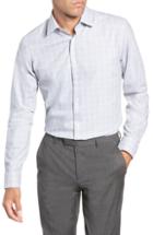 Men's Nordstrom Men's Shop Tech-smart Trim Fit Check Dress Shirt .5 - 32/33 - Grey