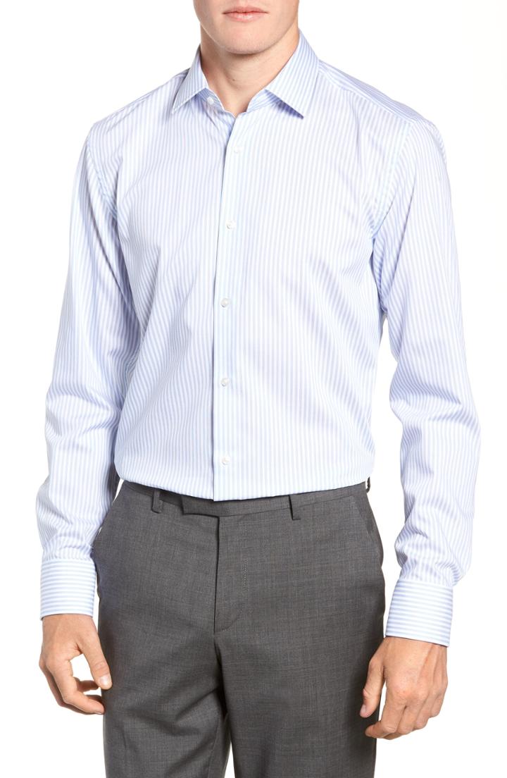 Men's Boss Jenno Trim Fit Stripe Dress Shirt .5 - Blue