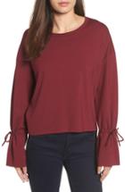Women's Halogen Cinch Cuff Sweatshirt, Size - Burgundy