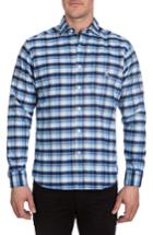 Men's Psycho Bunny Flannel Sport Shirt, Size - Blue