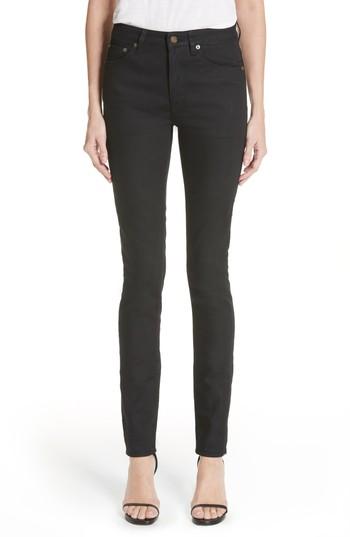 Women's Saint Laurent Coated Skinny Jeans - Black