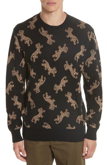 Men's Ovadia & Sons Leopard Jacquard Sweater - Black